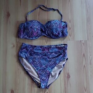 Garnet Hill Blue and Purple Patterned Bikini